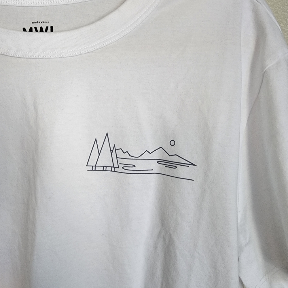 Madewell White Cropped Tee with Minimal Mountain Line Art - Picture 6 of 9